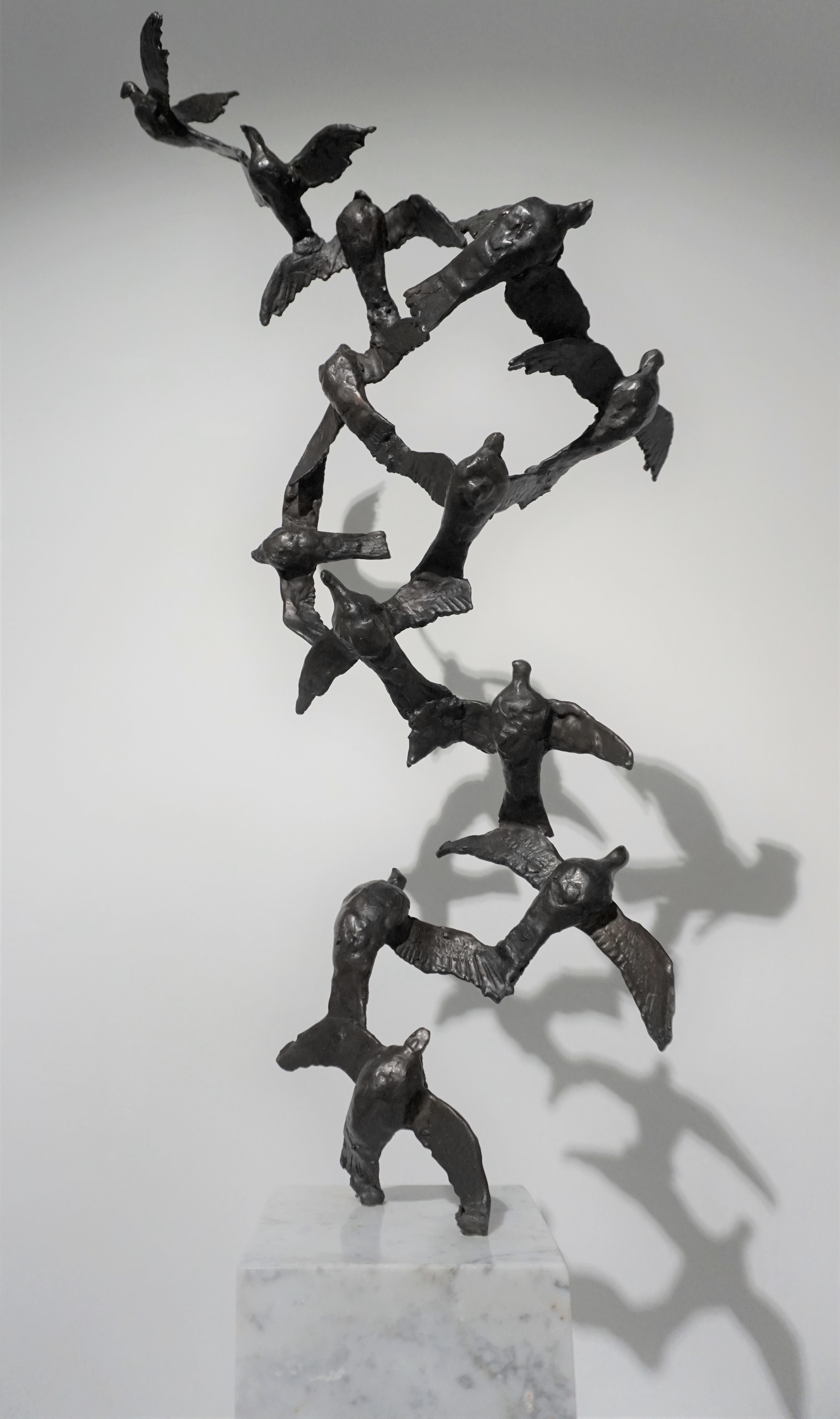 Bronze on polished marble base